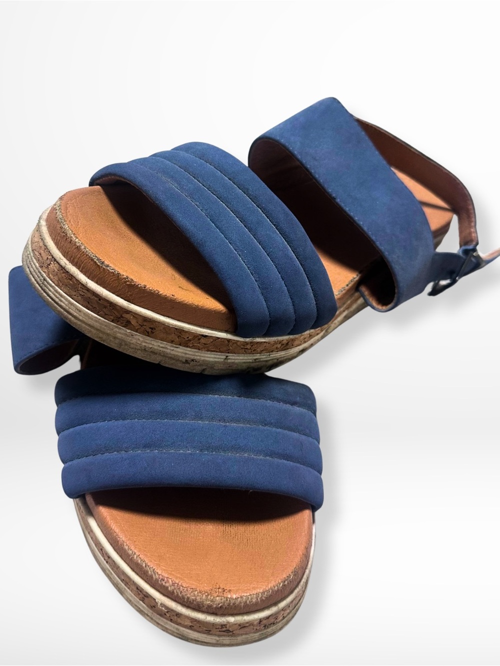 Blue Suede Platform Sandals - Women's Summer Footwear